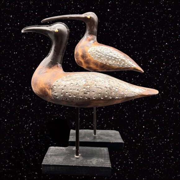Pier 1 Shore Bird Set 2 w Jewels Stones Decoration 8.25”T 7”W Lot Animals - Picture 1 of 11